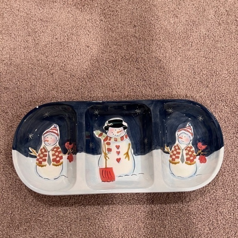 Asia Master Group blue glass snowman‎ serving tray